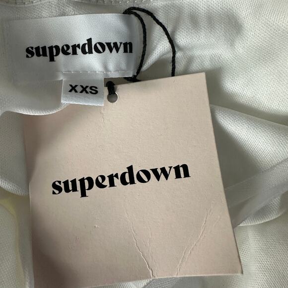 Superdown White Sequin Mini Dress XXS One Shoulder Bodycon Cocktail Club $94 NEW - Picture 9 of 10